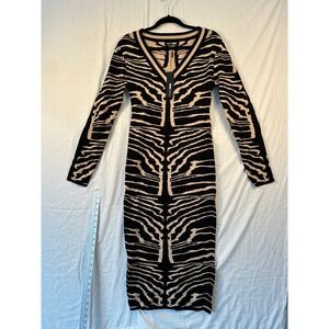 Fashion Nova Zebra Print Sweater Midi Dress Black Brown 1X NEW #2258